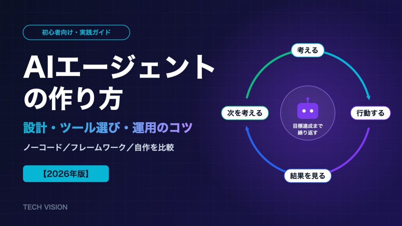 AIエージェントの作り方｜初心者向けに設計・ツール選び・運用のコツを解説【2026年版】