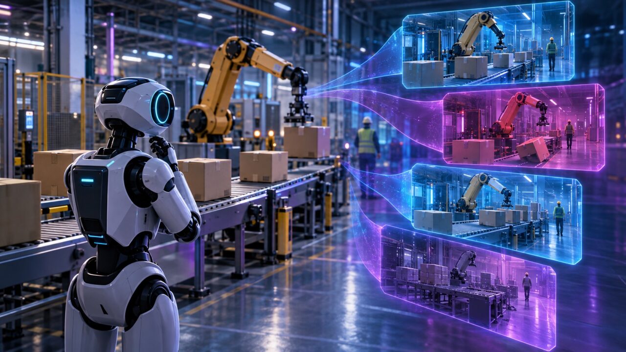 現実世界を観察しながら仮想世界で未来を予測するAIロボット