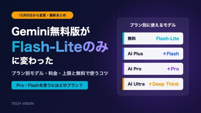 Gemini無料版がFlash-Liteのみに｜10月9日からの変更点とプラン別モデル・料金・上限