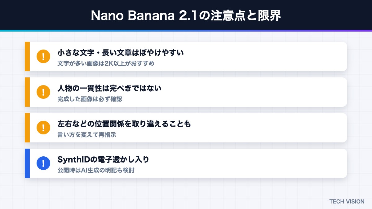 Nano Banana 2.1の注意点と限界